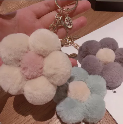 Creative New Flower Plush Ball Keychain